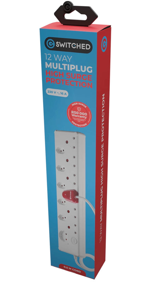 12-Way High-Surge Multiplug — 0.5m Cable (White)