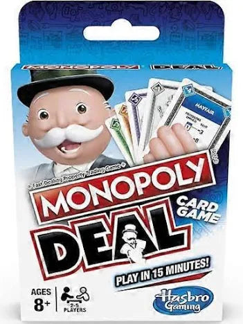 Monopoly Deal card game box and cards