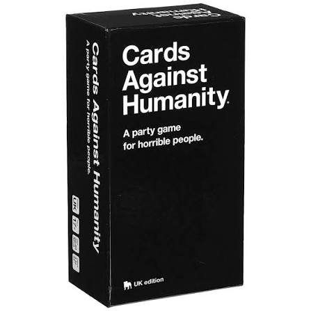 Cards Against Humanity party card game box and cards